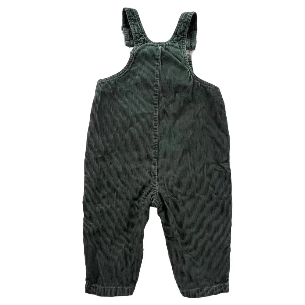 Vintage Baby GAP Corduroy Overalls 18-24M Green Explorers Dog Embroidered Snap